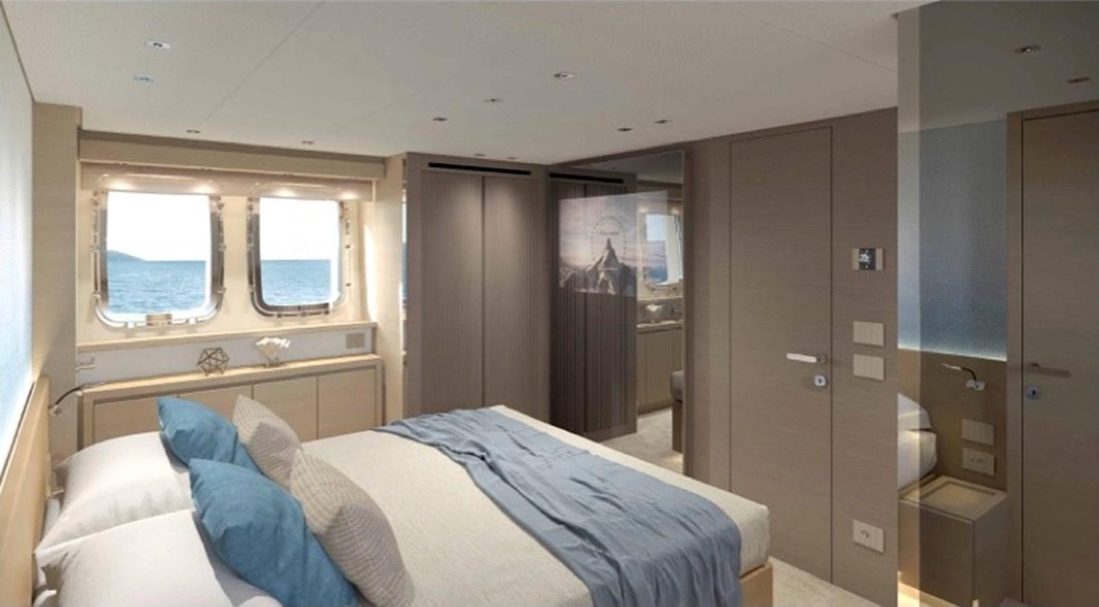 a bedroom with a bed and a closet aboard SANLORENZO SL78/815 Yacht for Sale