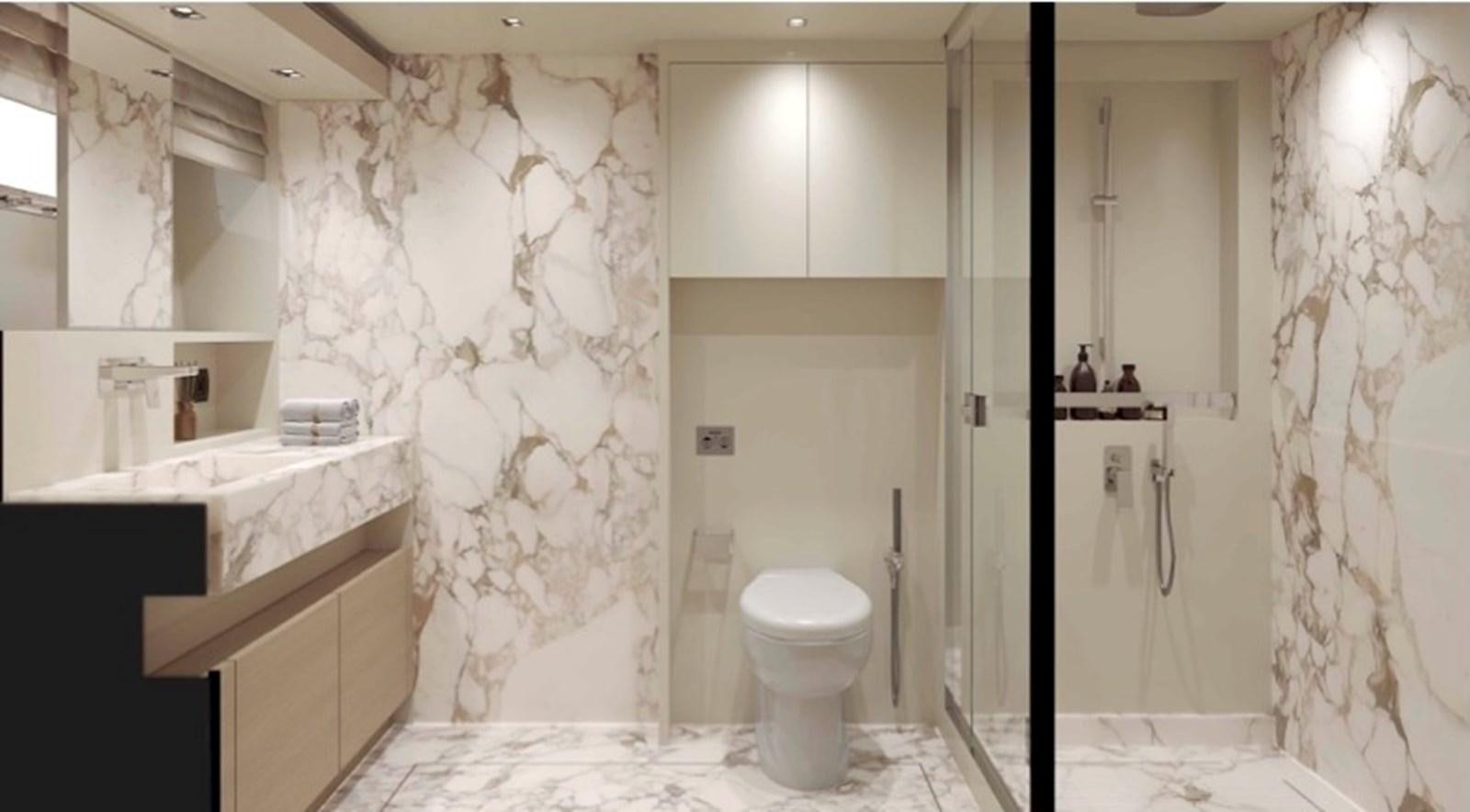 a bathroom with a toilet and a bathtub aboard SANLORENZO SL78/815 Yacht for Sale