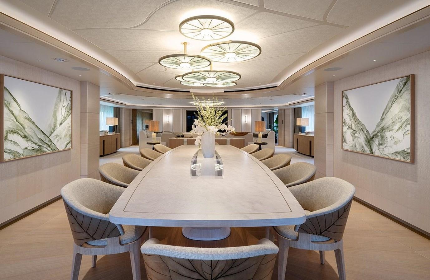a room with a table and chairs aboard SPARTA Yacht for Sale