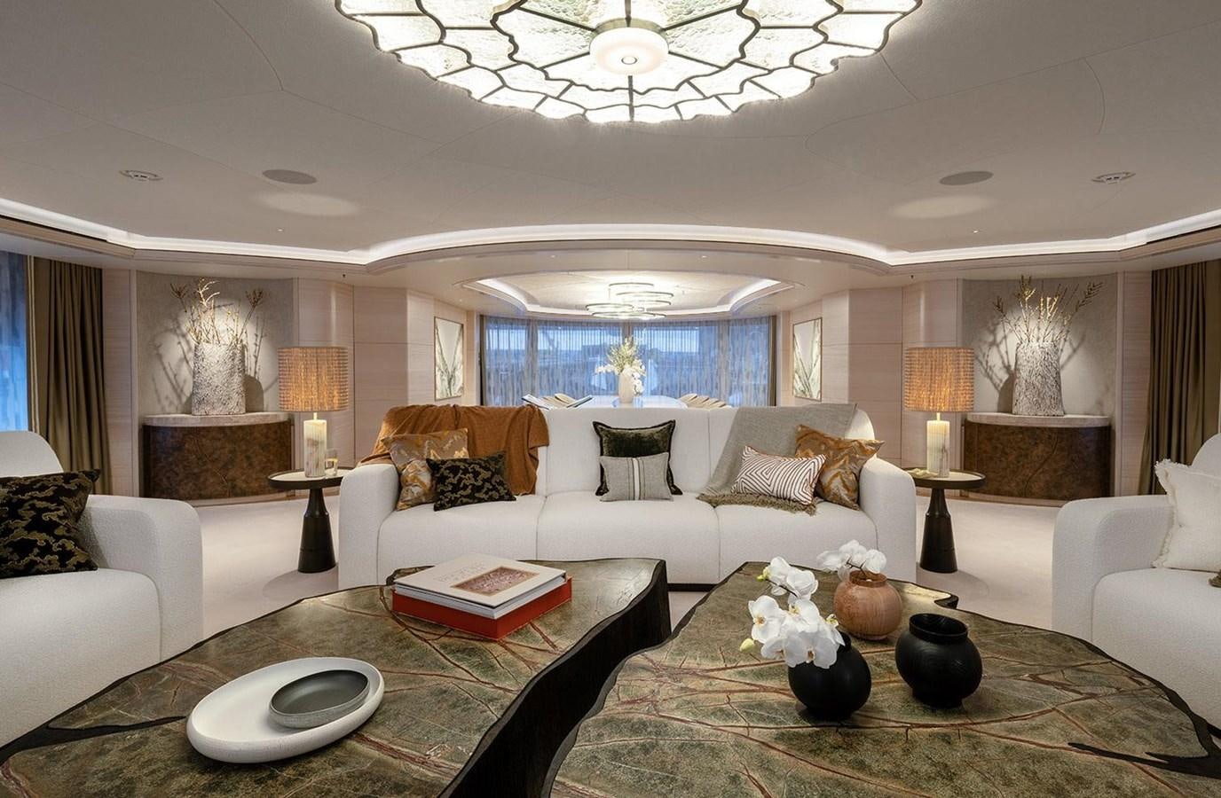 a living room with a large window aboard SPARTA Yacht for Sale