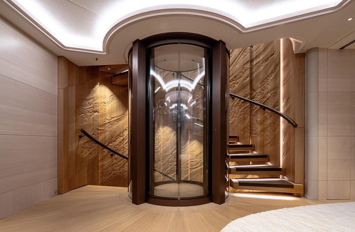 a room with a glass door aboard SPARTA Yacht for Sale