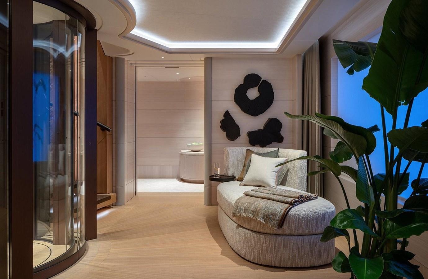 a room with a chair and a plant aboard SPARTA Yacht for Sale