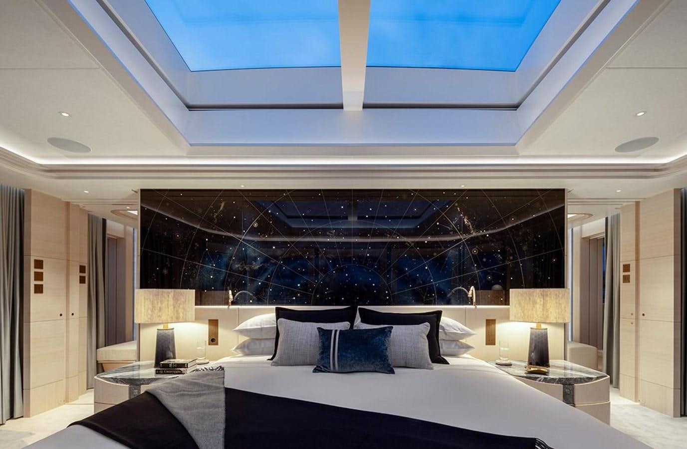 a large bed in a room aboard SPARTA Yacht for Sale
