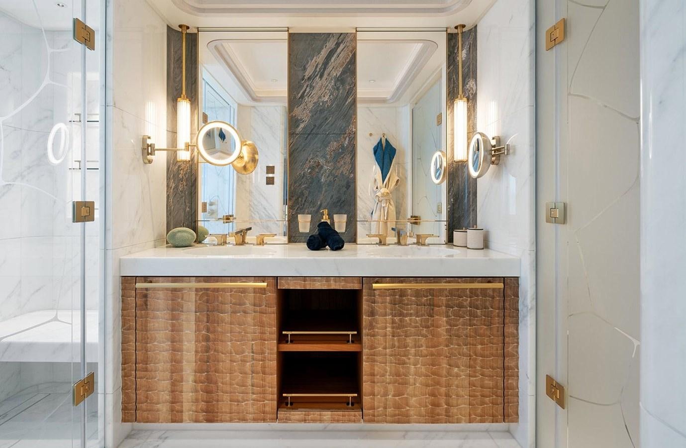 a bathroom with a sink and a mirror aboard SPARTA Yacht for Sale