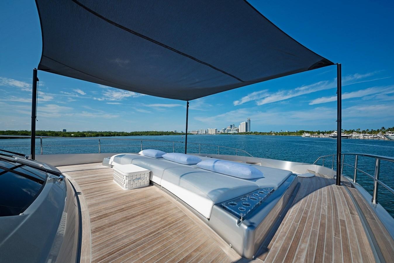 a boat on a deck aboard ALLEGRA  @ AVENTURA Yacht for Sale