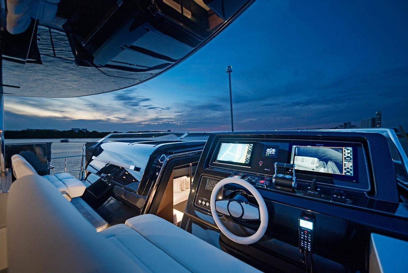 the inside of a car aboard ALLEGRA  @ AVENTURA Yacht for Sale