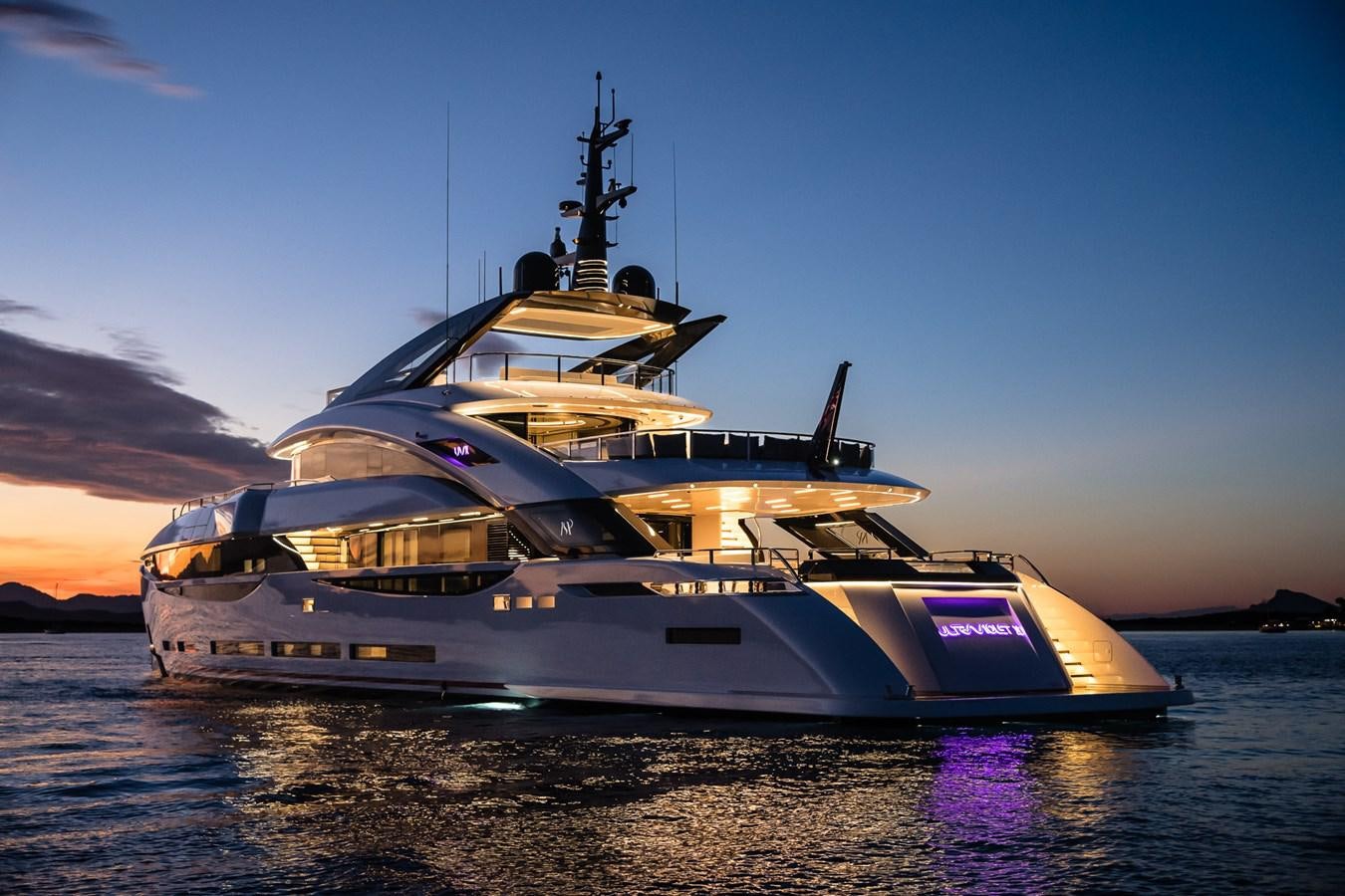 a large ship on the water aboard UV II Yacht for Sale