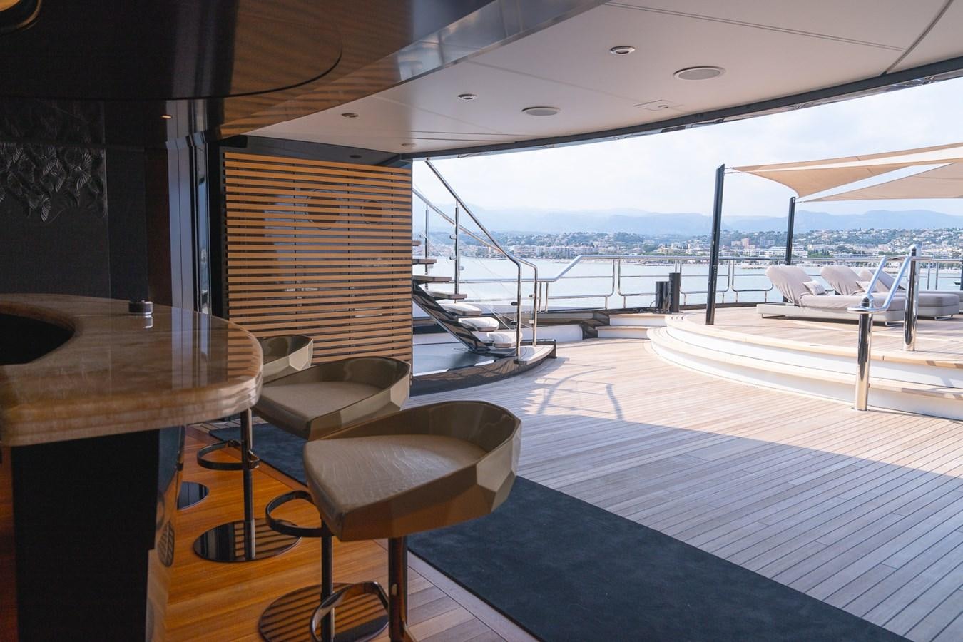a room with a table and chairs aboard WHISPER Yacht for Sale