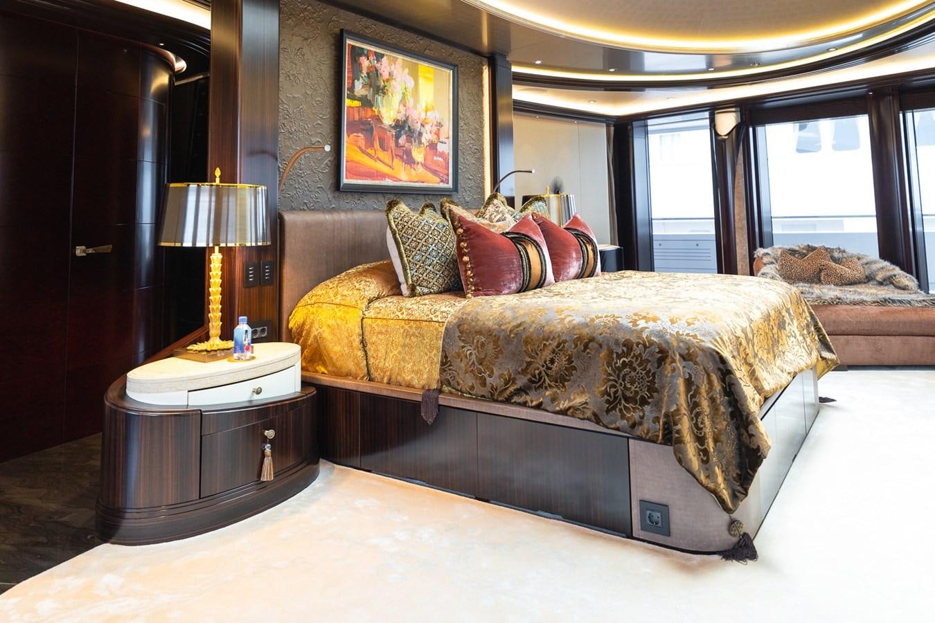 a bed with a pillow on it aboard WHISPER Yacht for Sale