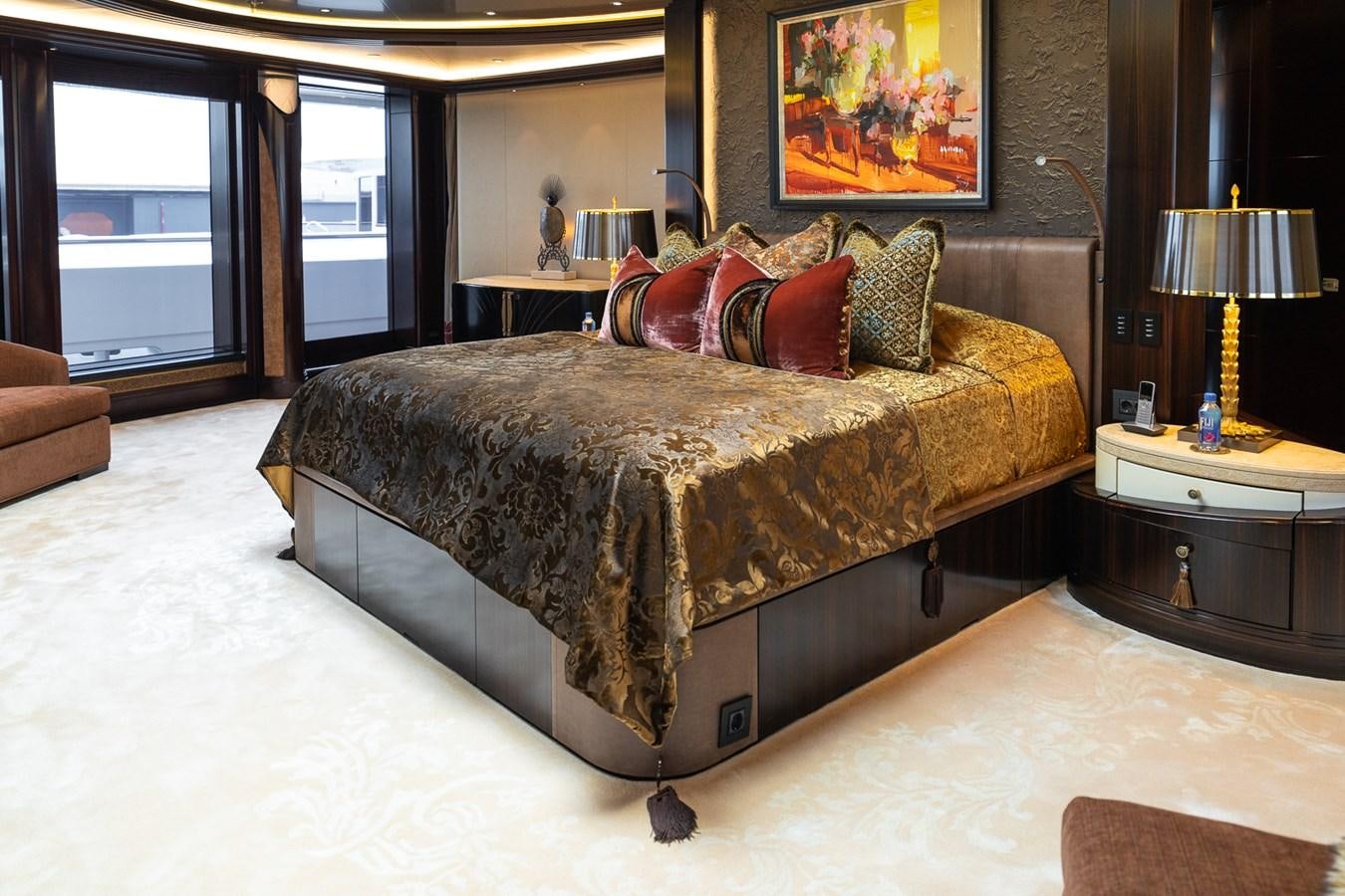 a bed with a large bed aboard WHISPER Yacht for Sale