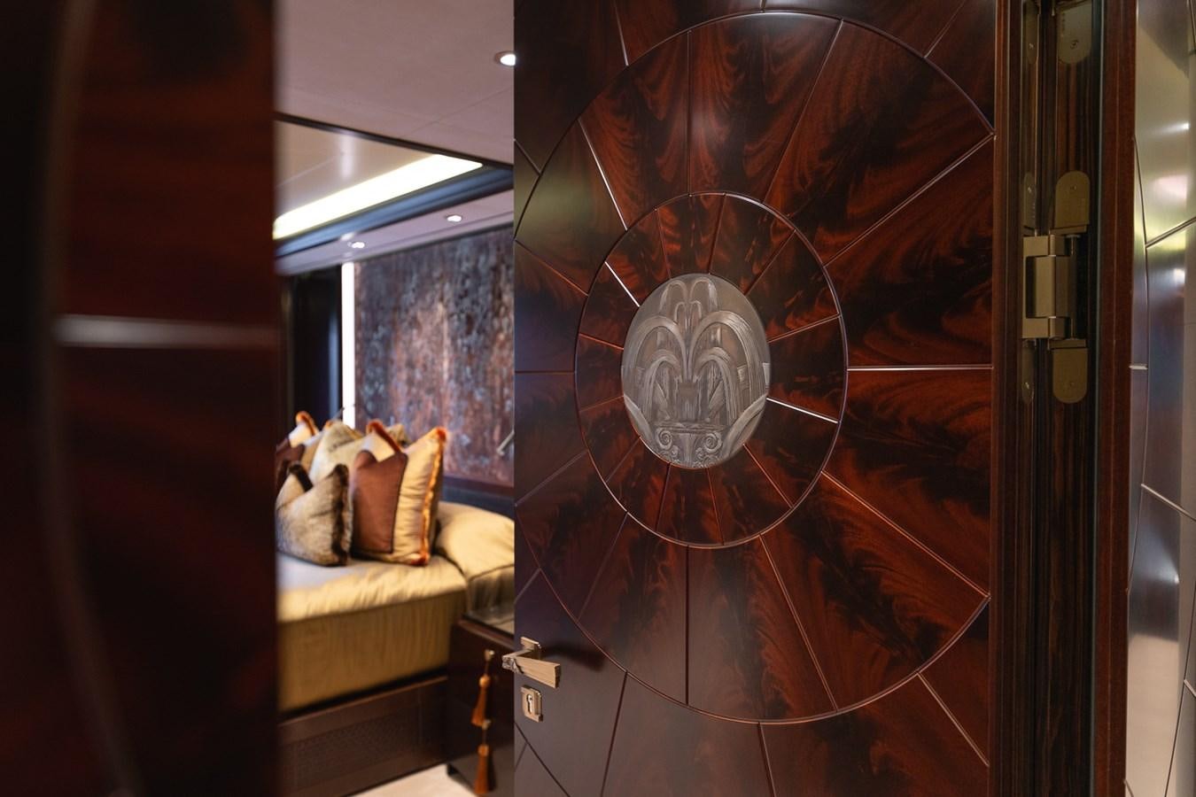 a mirror with a picture of a cat on it aboard WHISPER Yacht for Sale