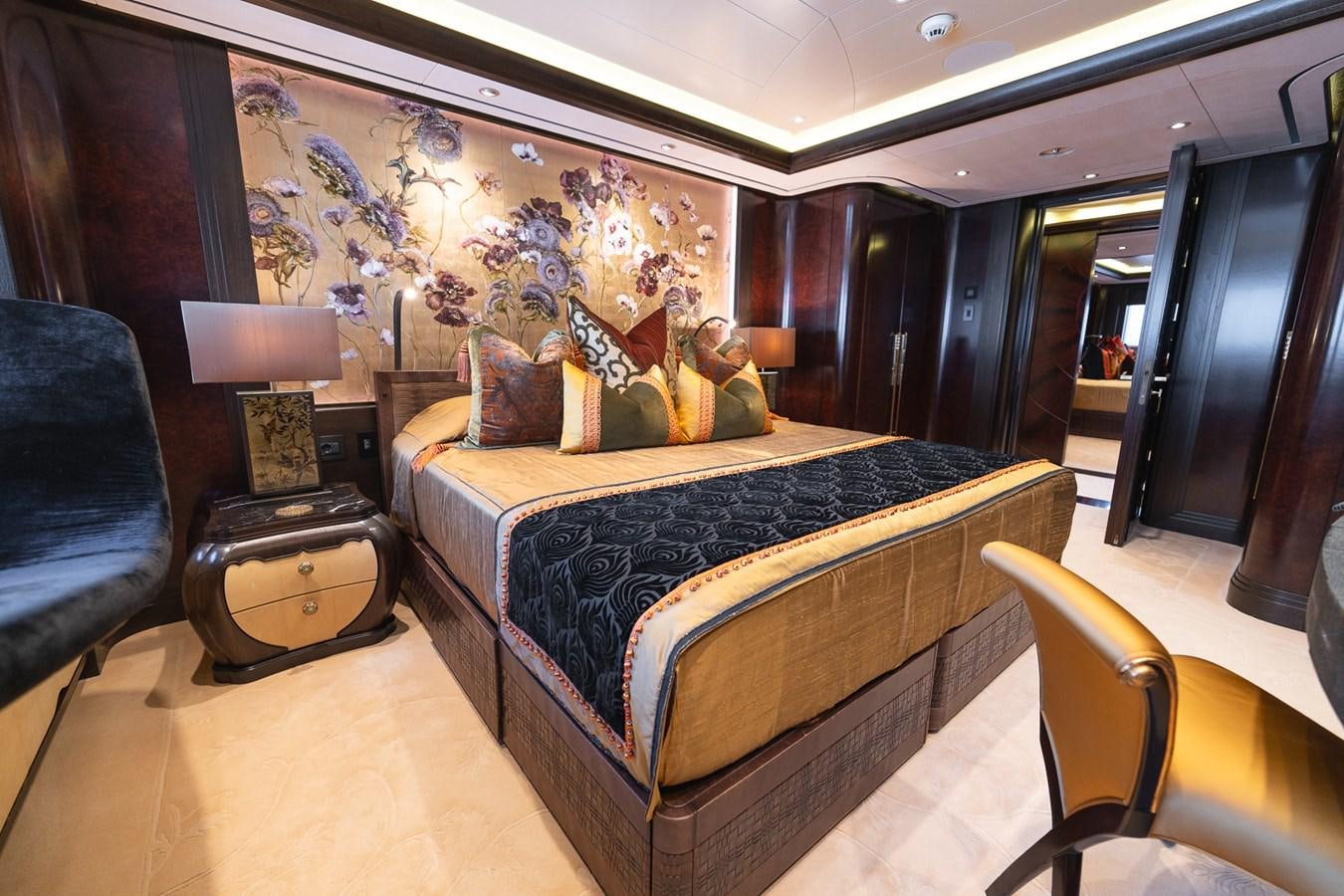 a bed in a room aboard WHISPER Yacht for Sale