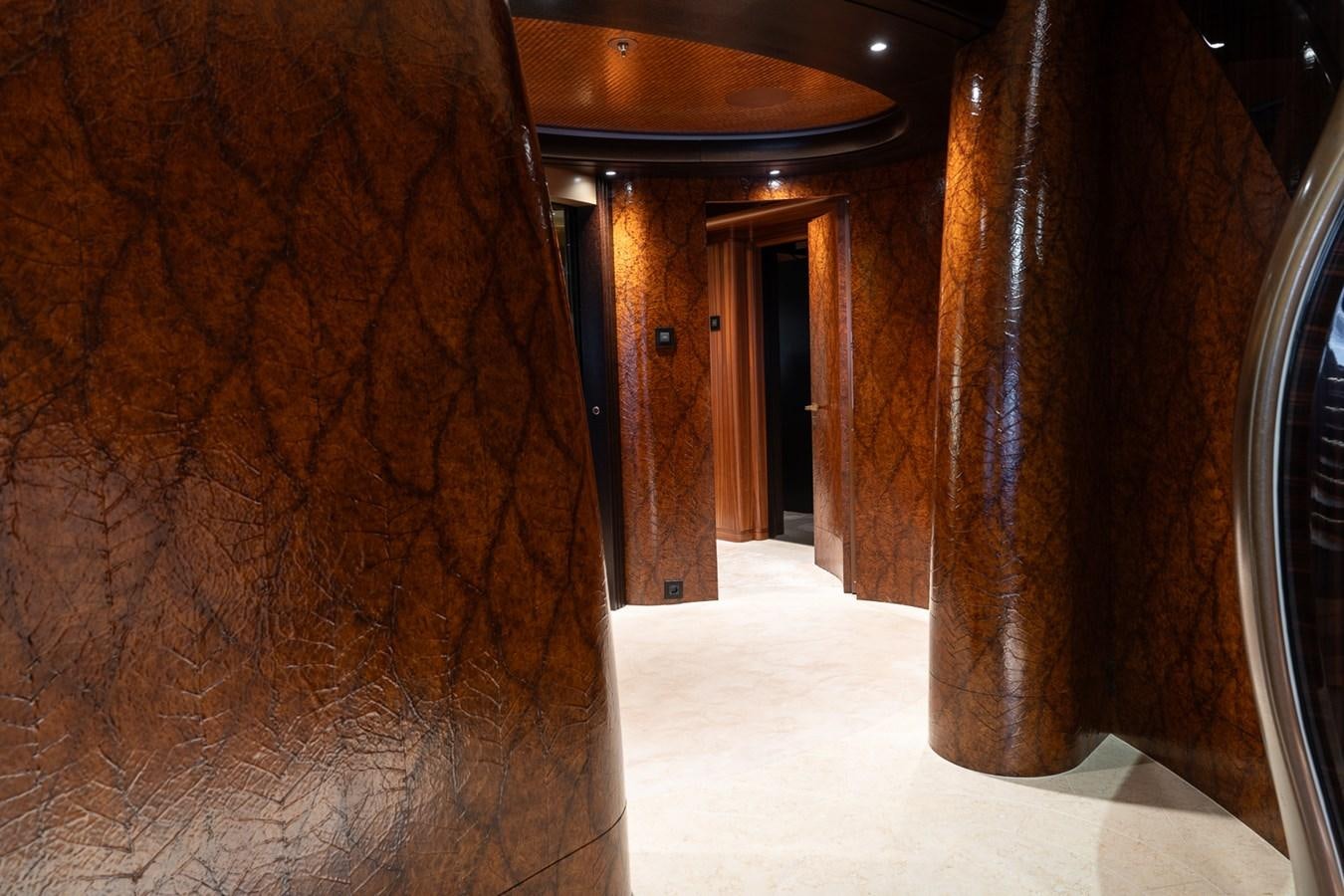 a hallway with a few doors aboard WHISPER Yacht for Sale