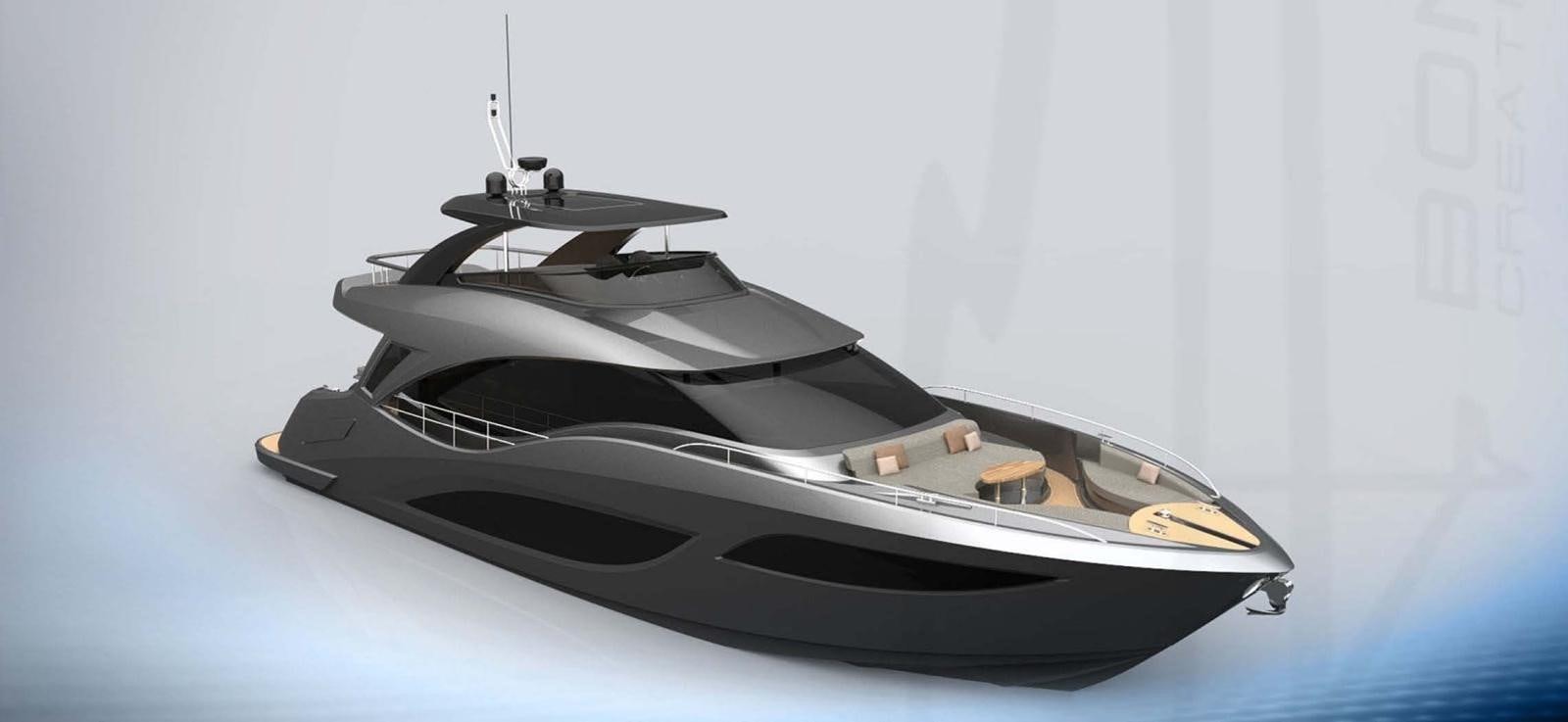 a futuristic looking car aboard AQUITALIA 68 Yacht for Sale