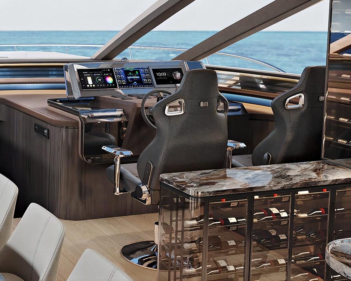 inside of a car aboard AQUITALIA 68 Yacht for Sale