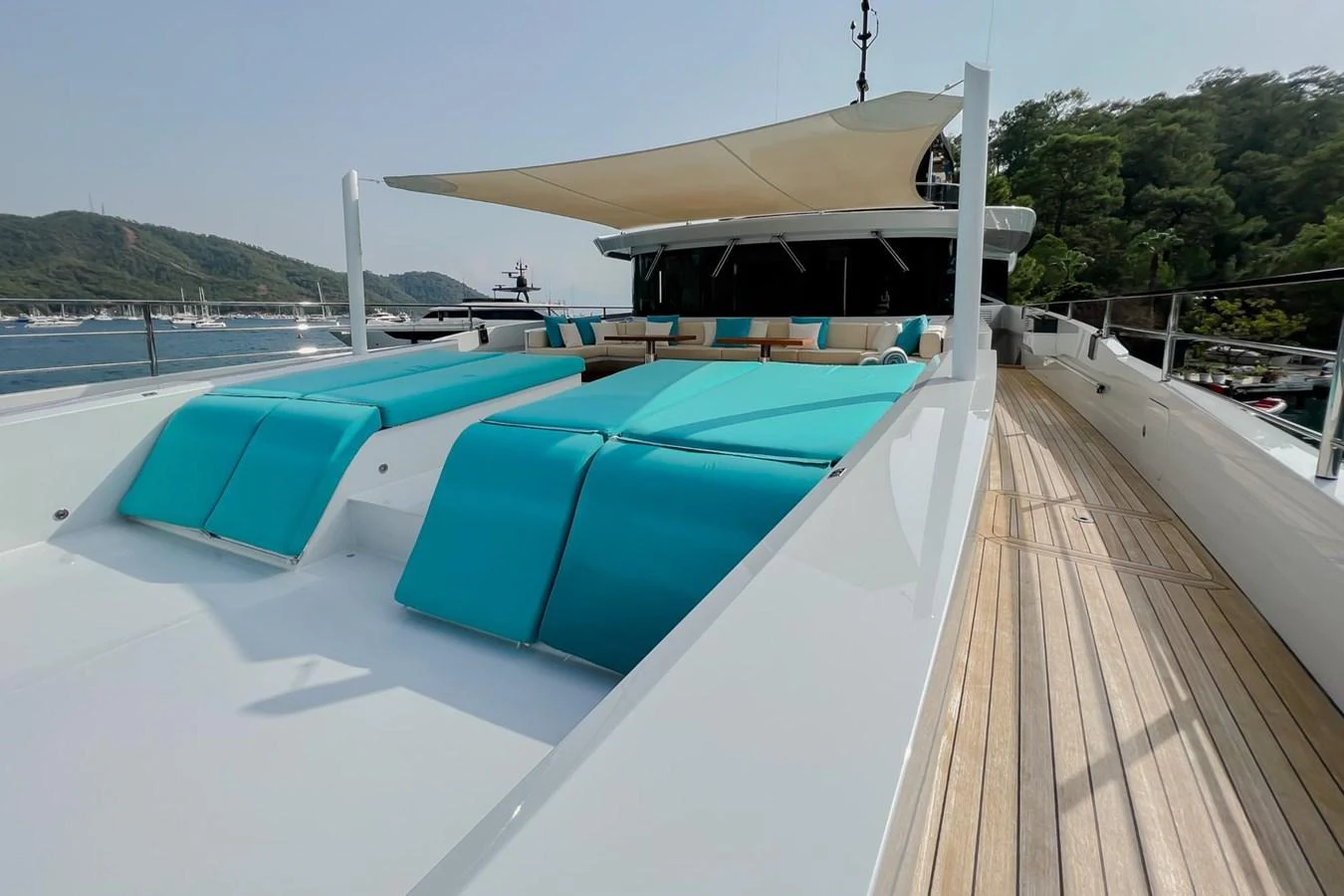 a boat on a dock aboard UNASOLA Yacht for Sale