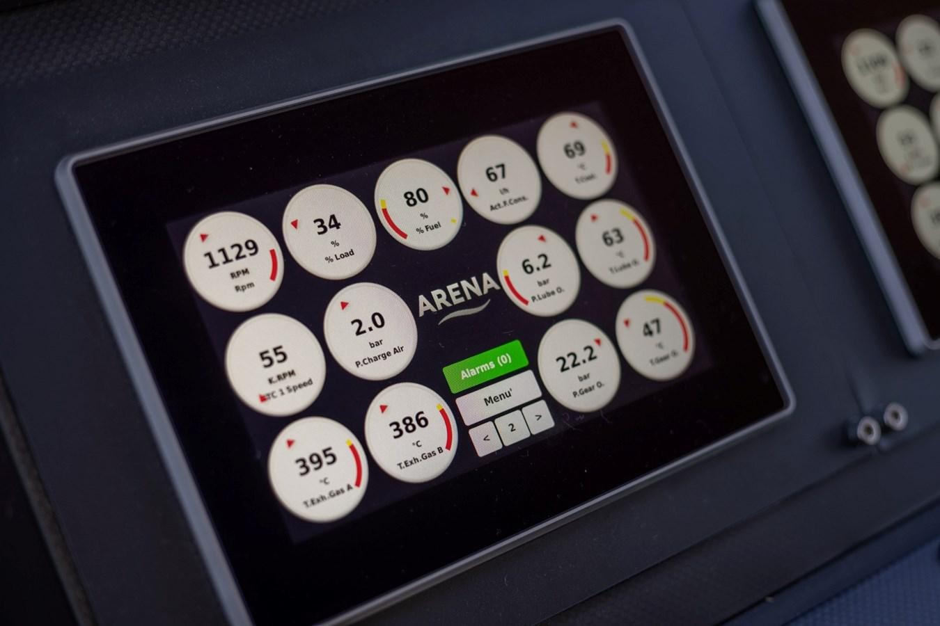a close-up of a calculator aboard ARENA Yacht for Sale