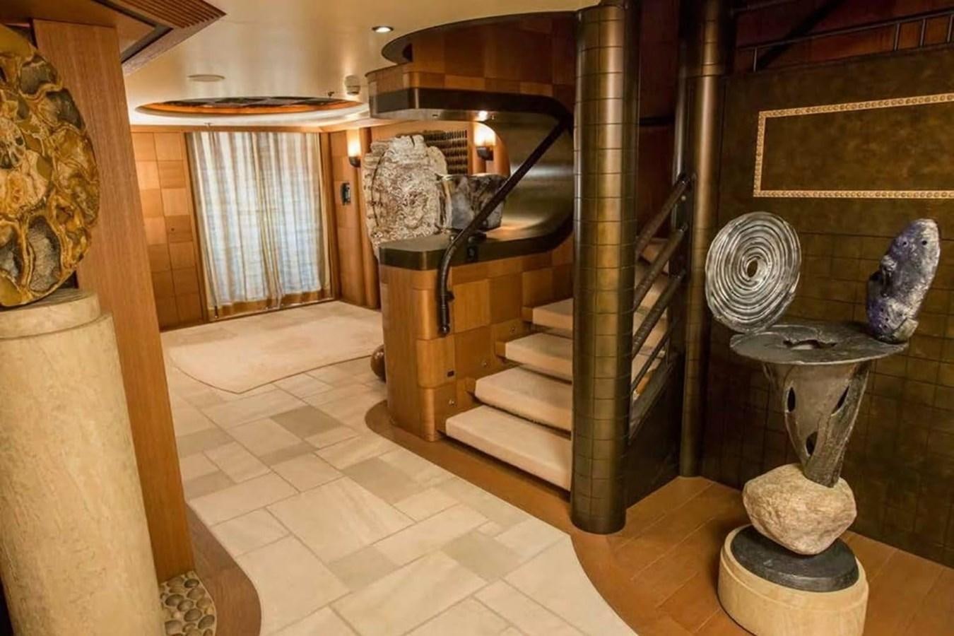 a staircase in a house aboard PELORUS Yacht for Sale