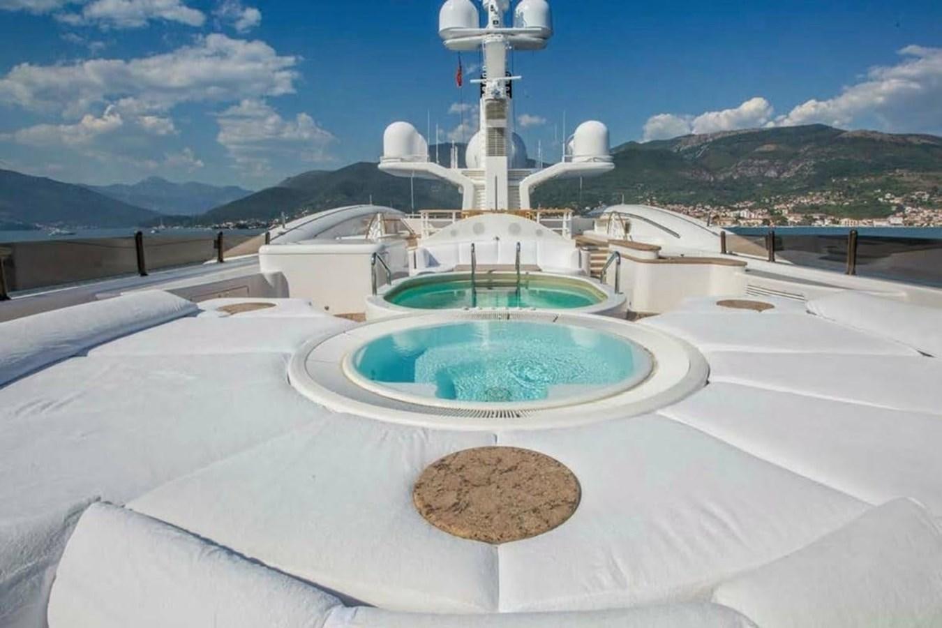 a pool on a rooftop aboard PELORUS Yacht for Sale