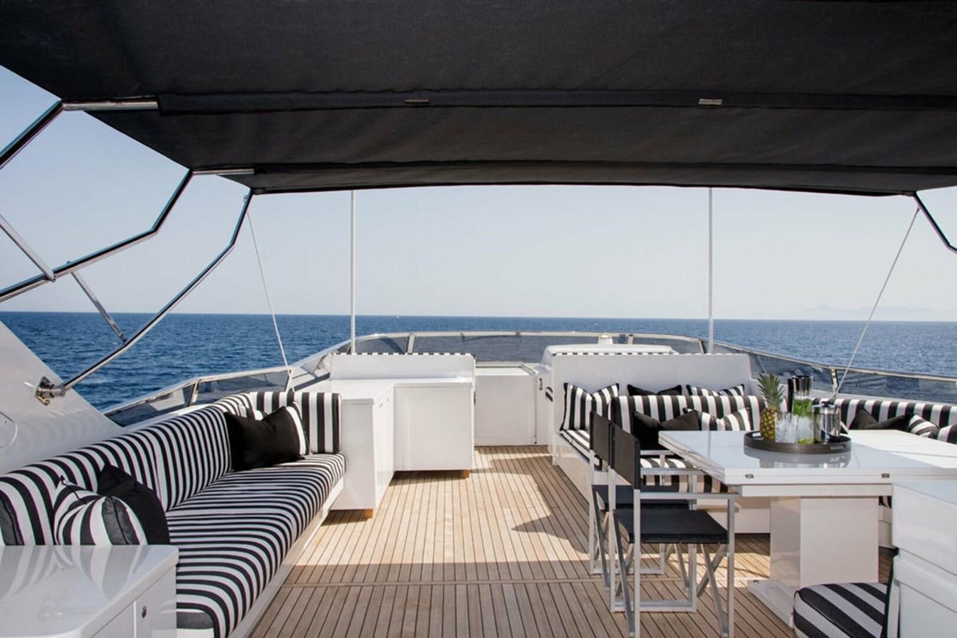 a deck with a view of the ocean and the ocean aboard REGINA K Yacht for Sale