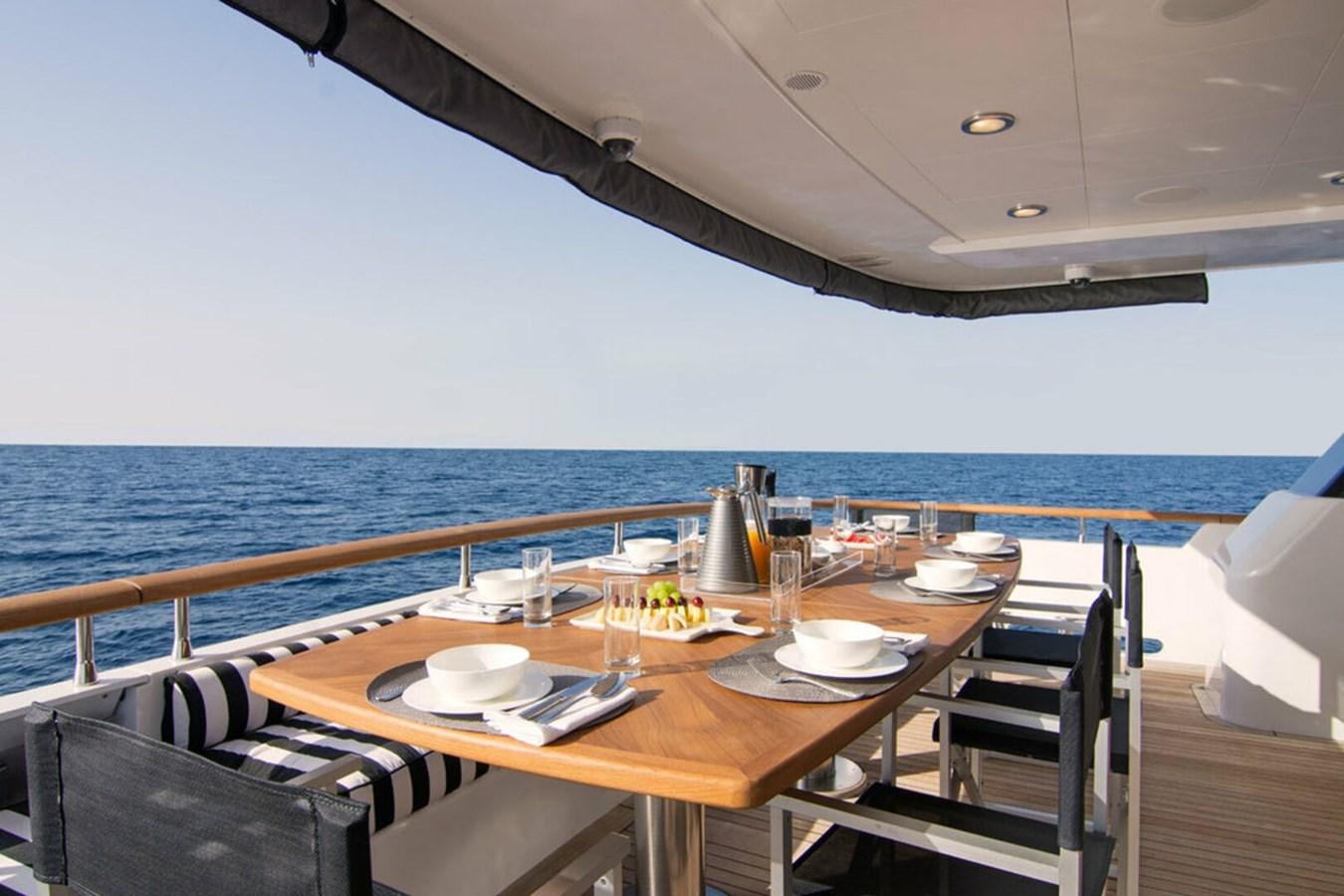 a table set for a meal on a boat aboard REGINA K Yacht for Sale