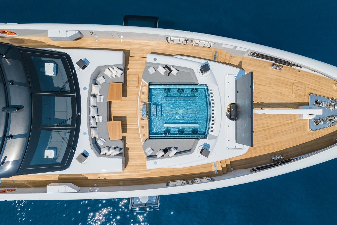 a close-up of a yellow boat aboard JIMMY Yacht for Sale