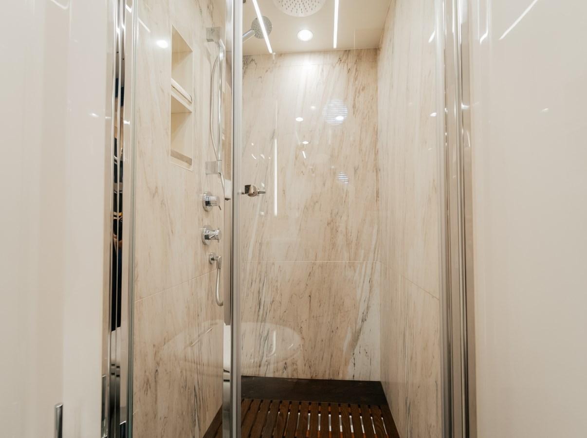 a hallway with white walls aboard PENJA Yacht for Sale