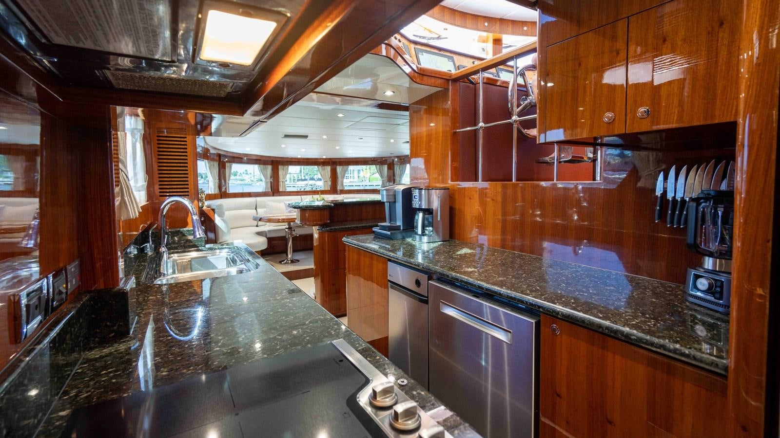 a kitchen with a countertop aboard NEVER SETTLE Yacht for Sale