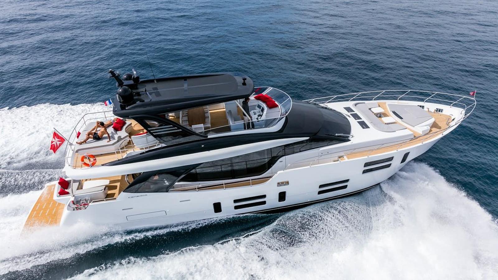 a boat on the water aboard 2025 CANADOS 808’ MAXIMUS Yacht for Sale