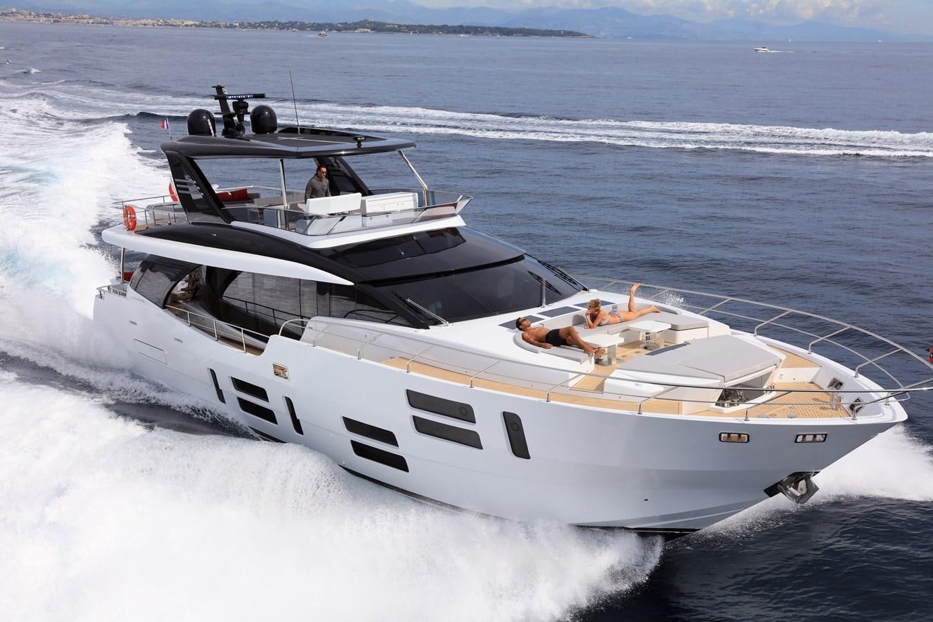 a boat on the water aboard 2025 CANADOS 808’ MAXIMUS Yacht for Sale