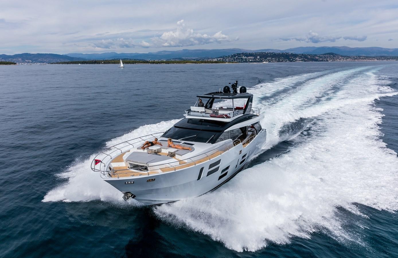 a boat on the water aboard 2025 CANADOS 808’ MAXIMUS Yacht for Sale