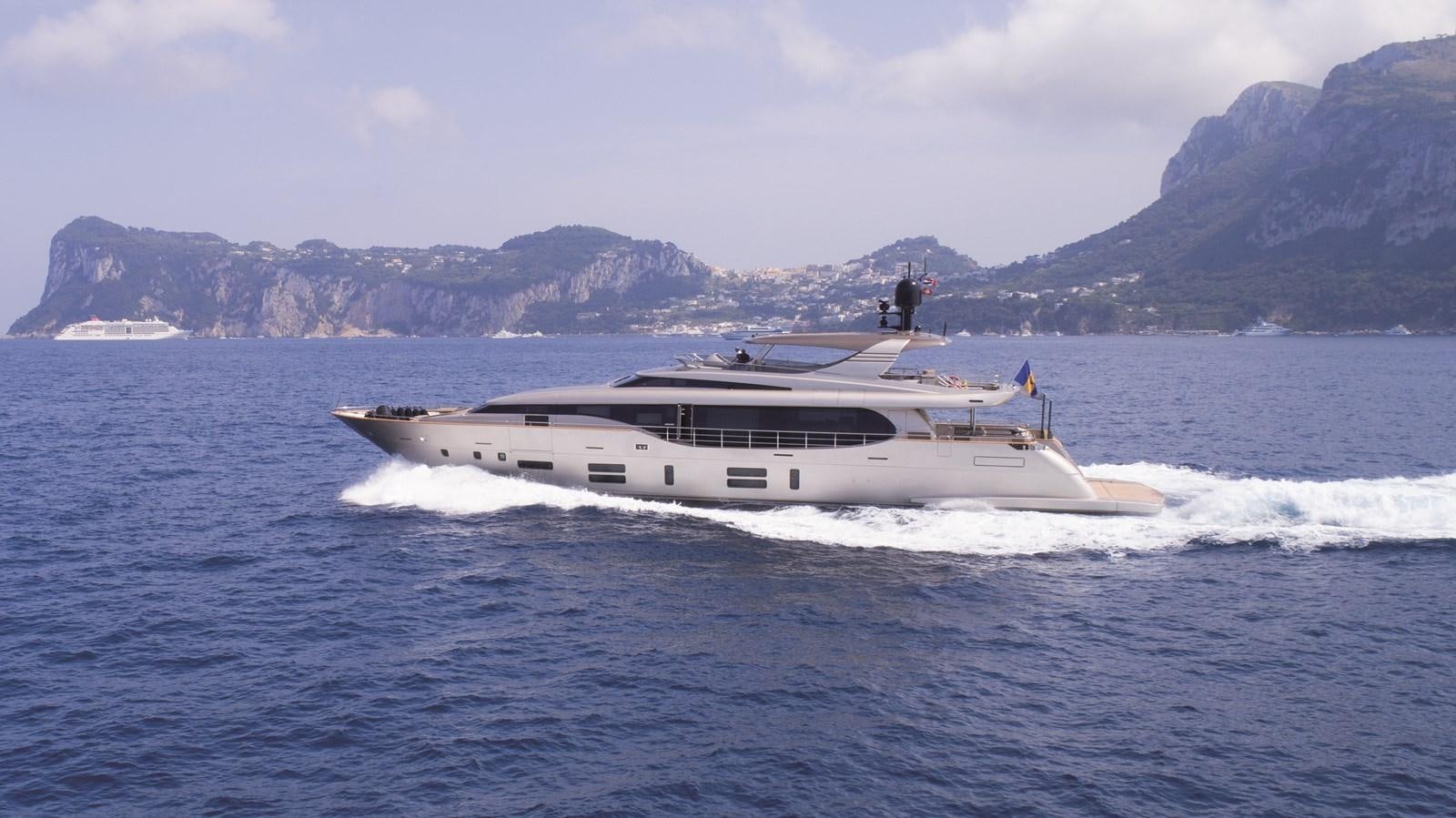a boat on the water aboard CANADOS 122’ CAESAR RPH Yacht for Sale