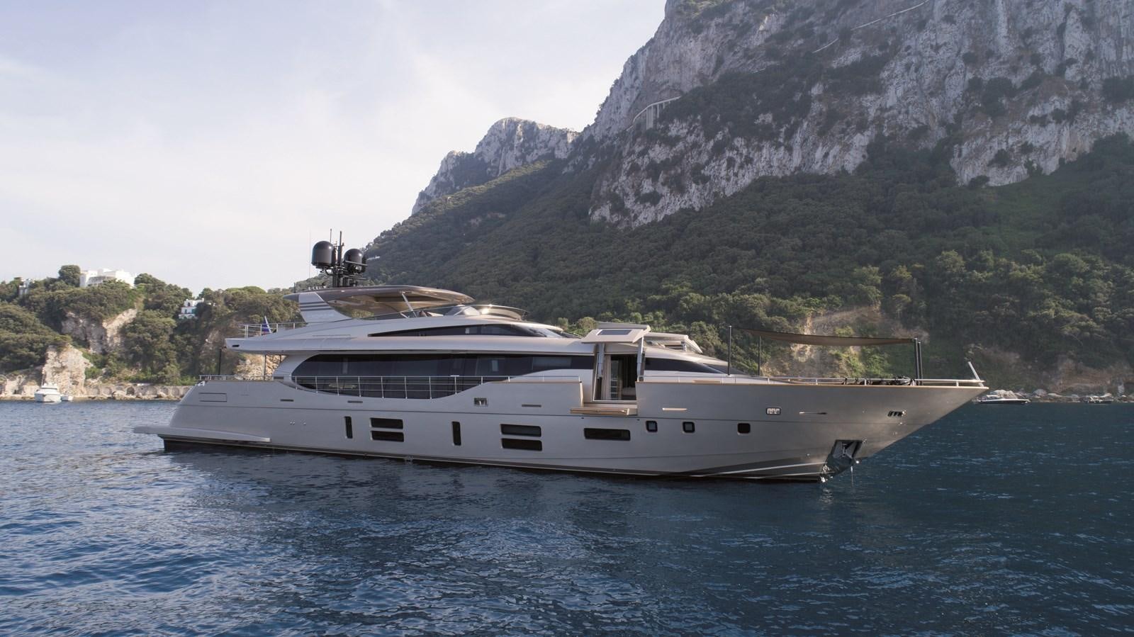 a boat on the water aboard CANADOS 122’ CAESAR RPH Yacht for Sale