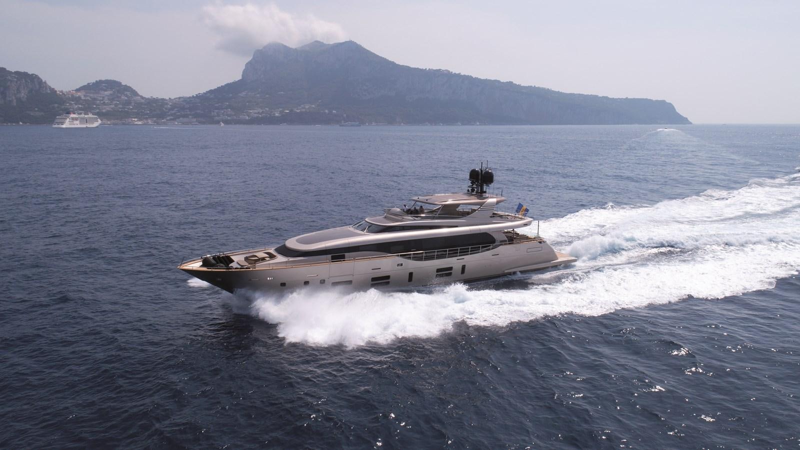 a boat on the water aboard CANADOS 122’ CAESAR RPH Yacht for Sale