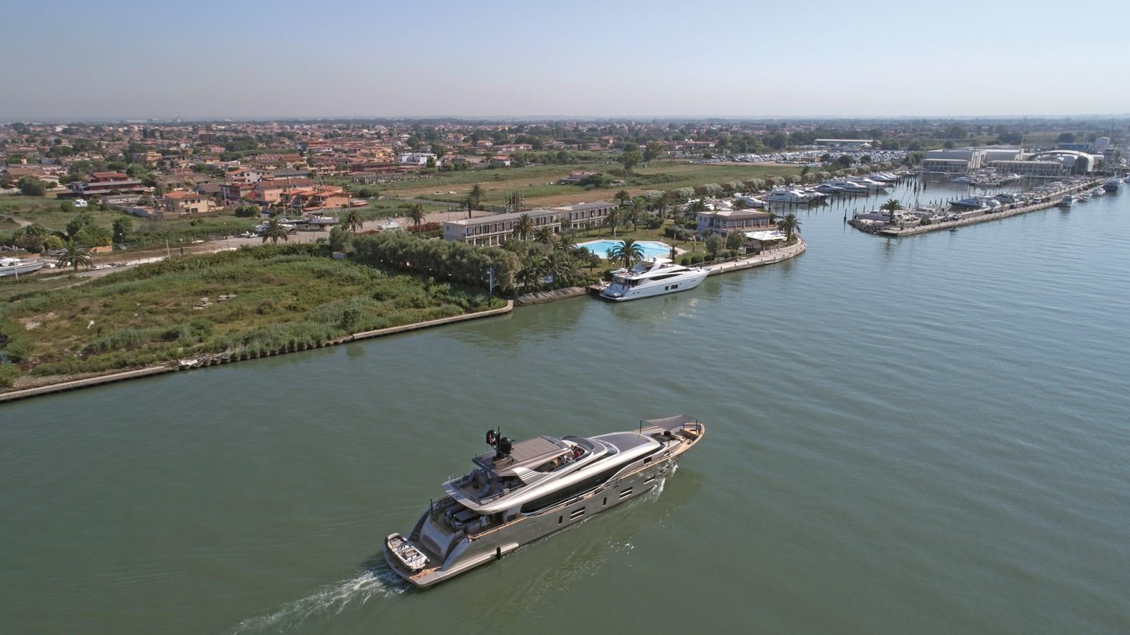 a boat on the water aboard CANADOS 122’ CAESAR RPH Yacht for Sale