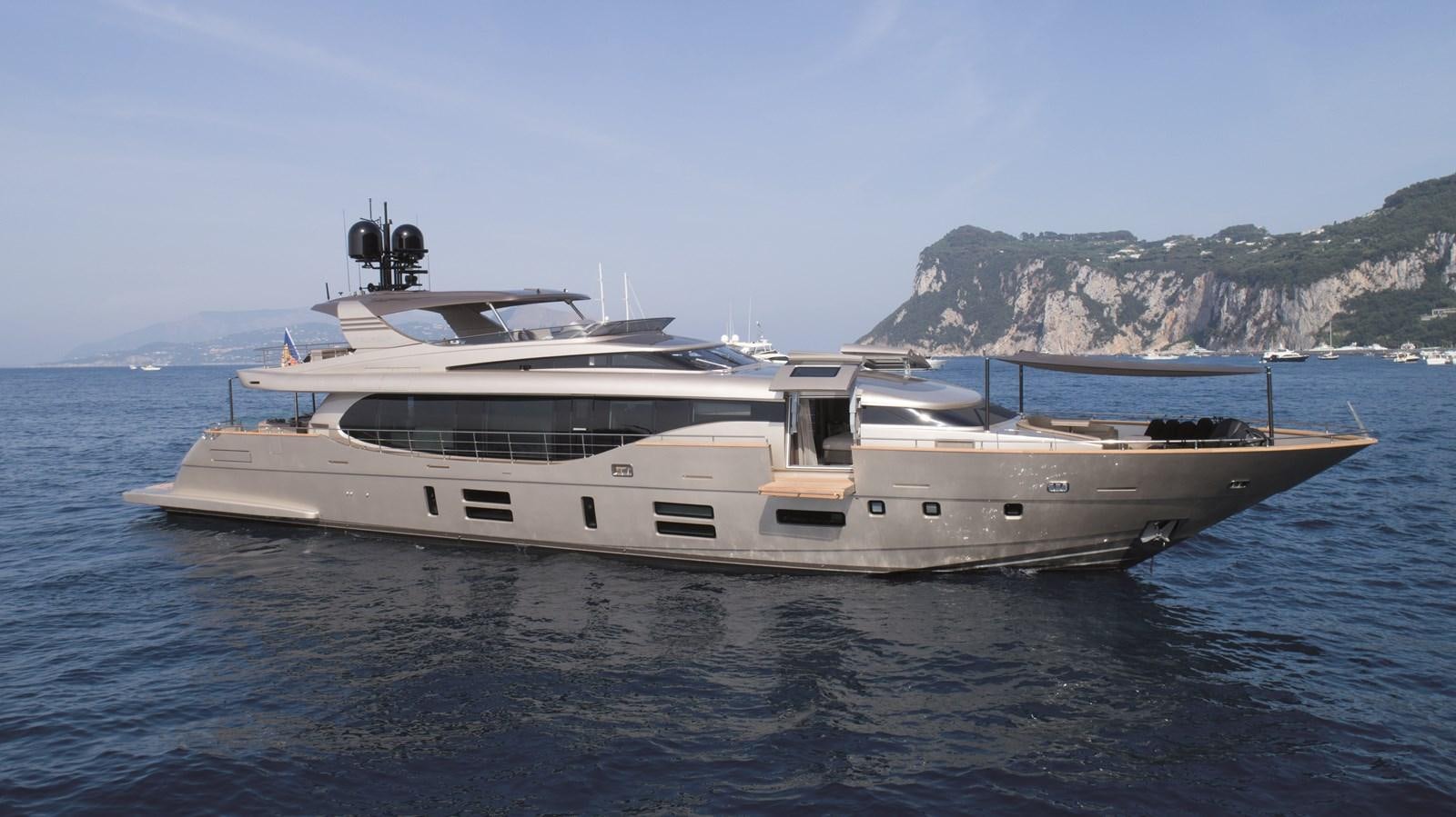 a boat on the water aboard CANADOS 122’ CAESAR RPH Yacht for Sale