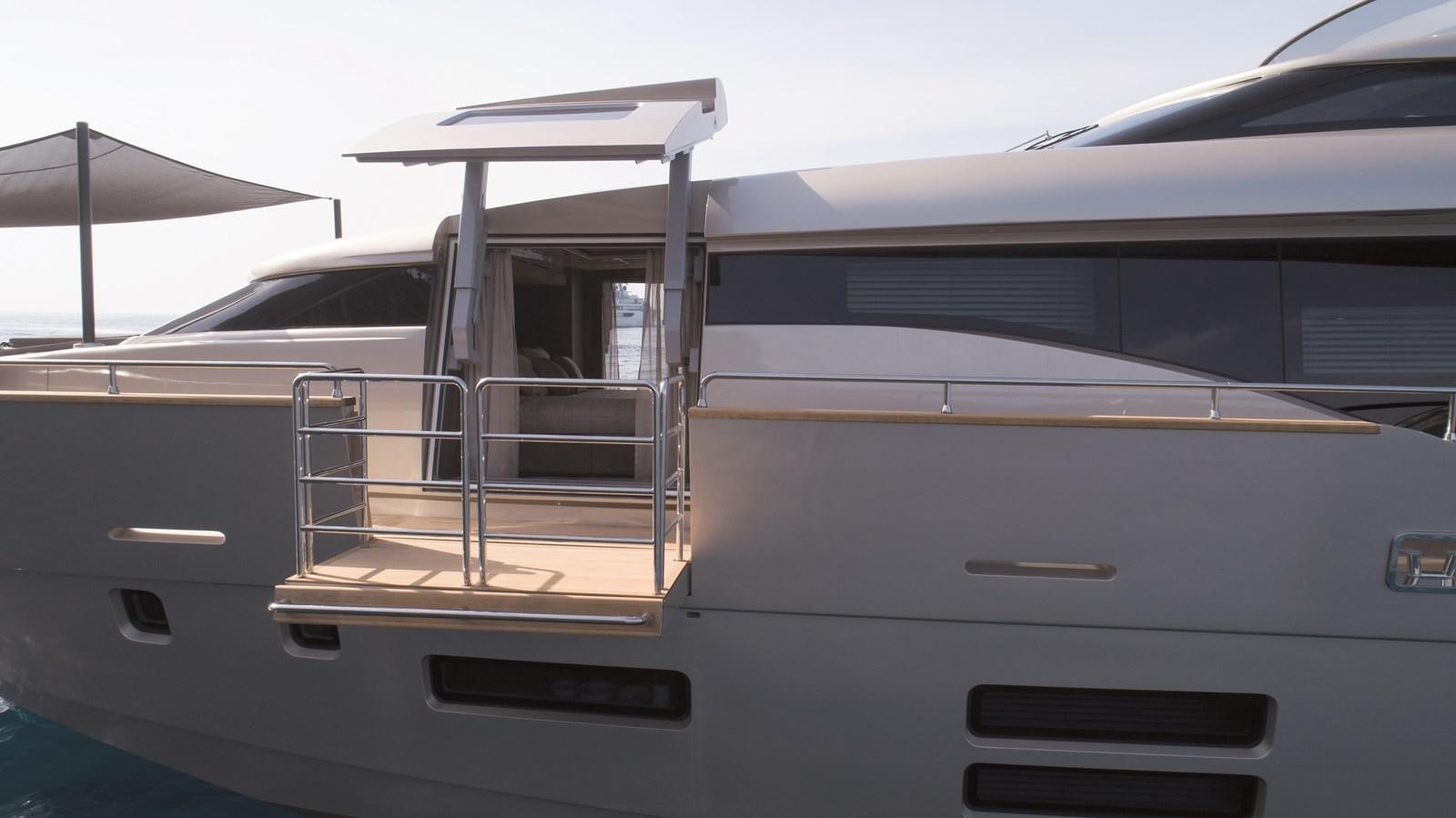 a vehicle with a door open aboard CANADOS 122’ CAESAR RPH Yacht for Sale