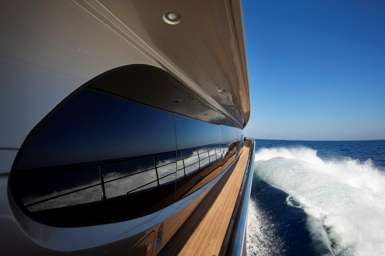 a view of the ocean from a plane aboard CANADOS 122’ CAESAR RPH Yacht for Sale