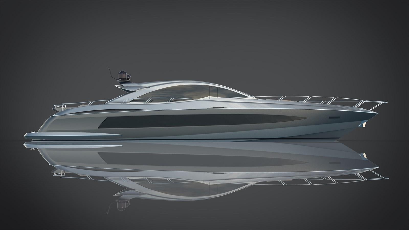 a futuristic looking silver car aboard 2024 GLADIATOR 901 SPEED Yacht for Sale
