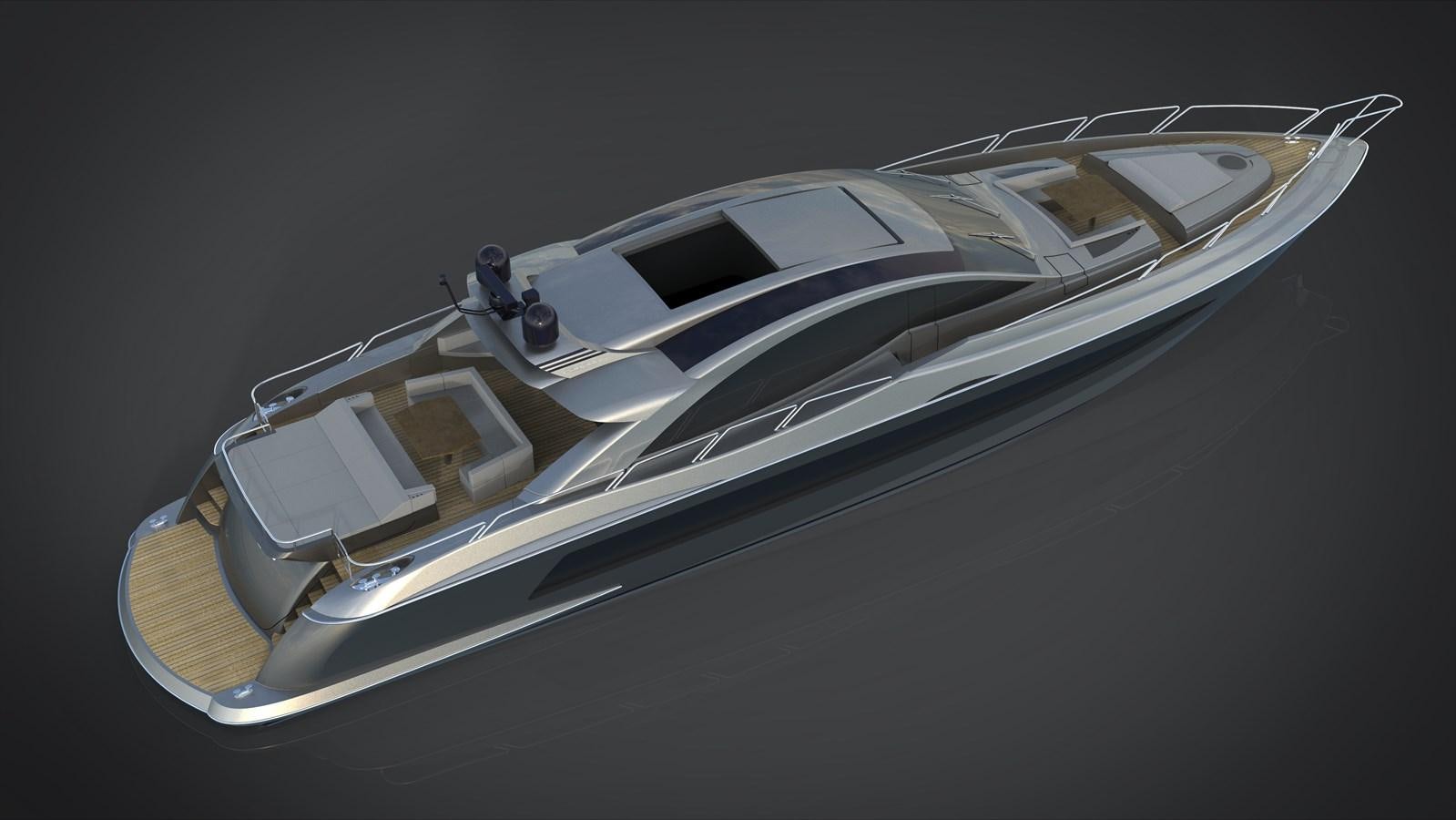 a silver sports car aboard 2024 GLADIATOR 901 SPEED Yacht for Sale