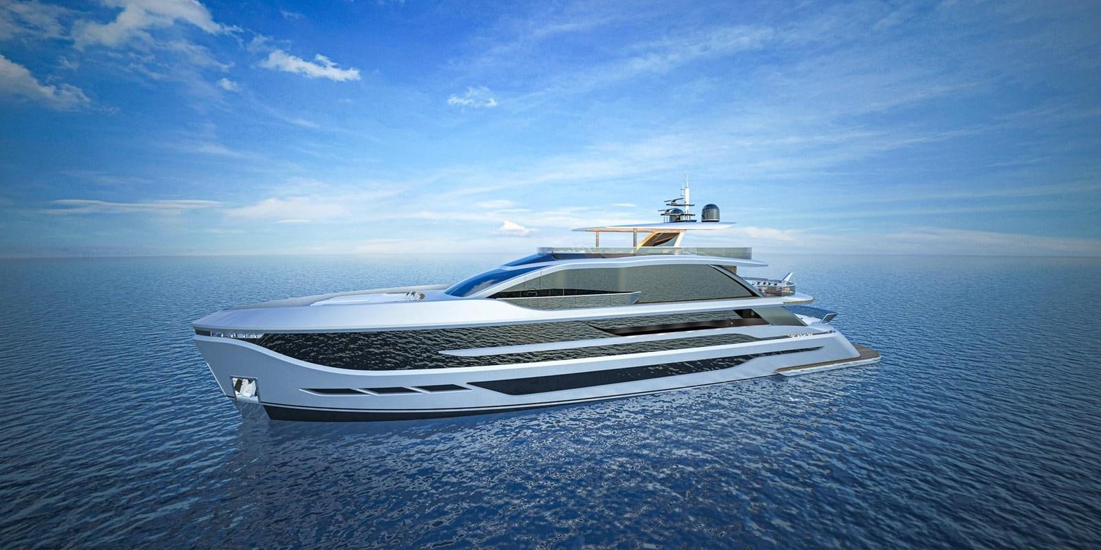 a white boat in the water aboard CUSTOM V43 Yacht for Sale