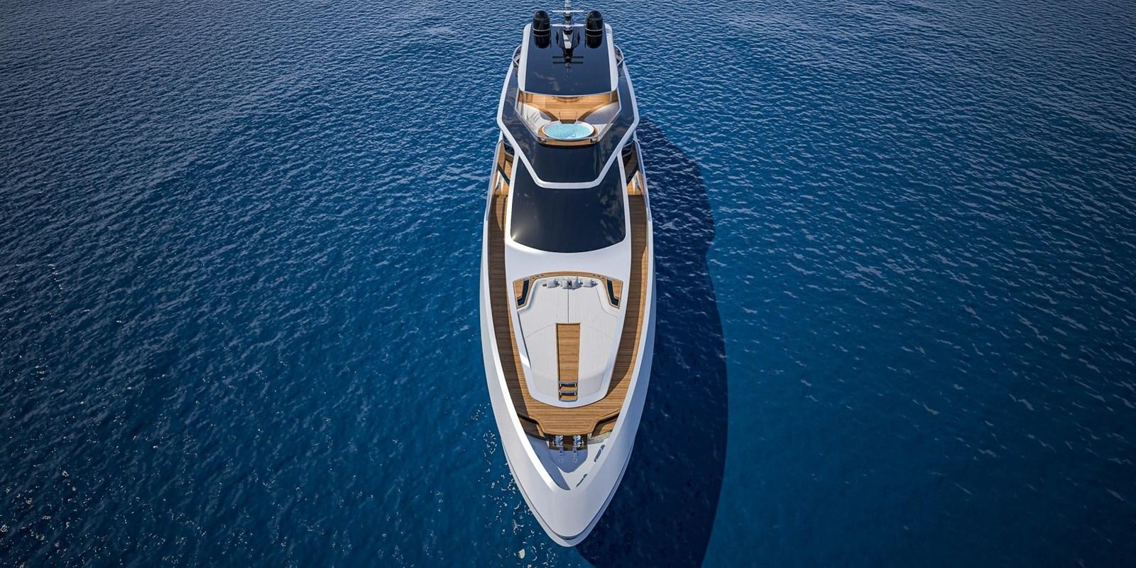 a white and gold boat aboard CUSTOM V43 Yacht for Sale