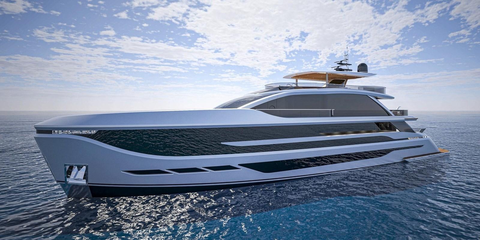 a white boat on the water aboard CUSTOM V43 Yacht for Sale