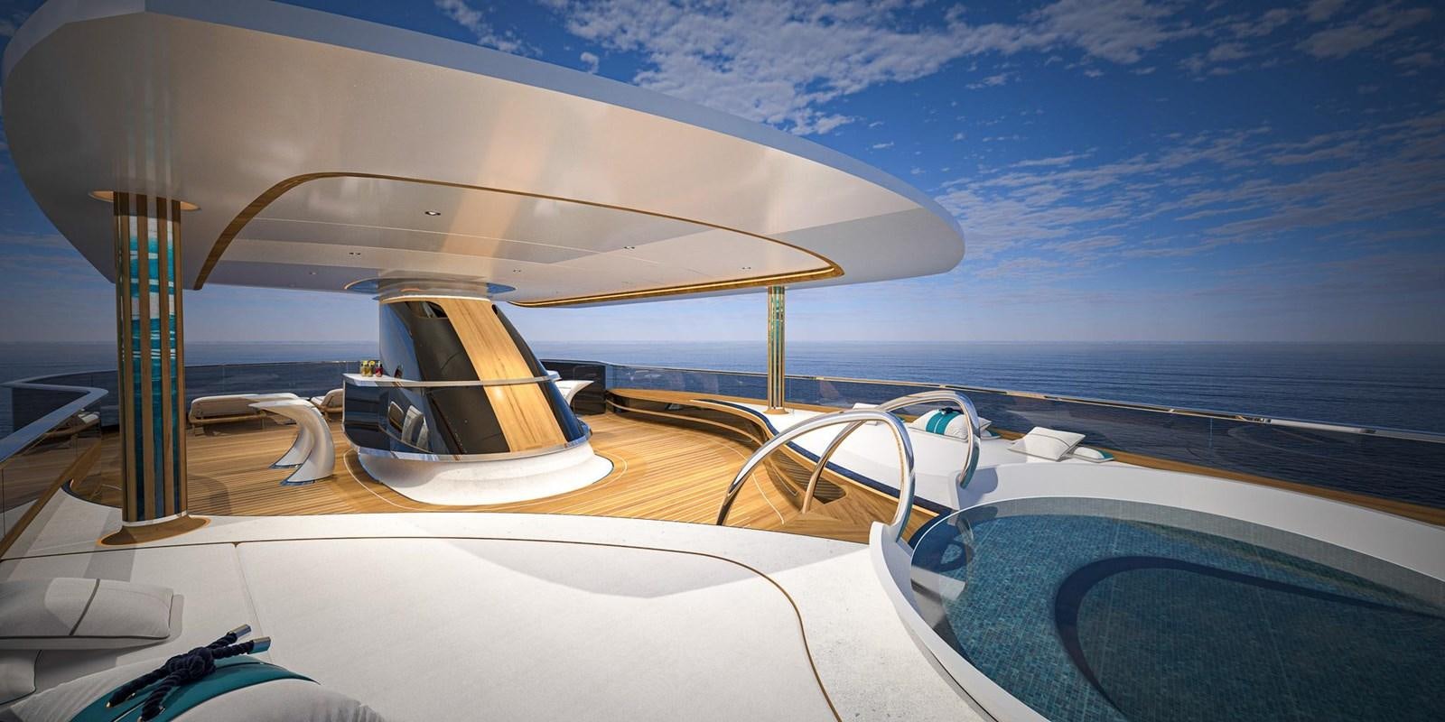 a boat on a deck aboard CUSTOM V43 Yacht for Sale