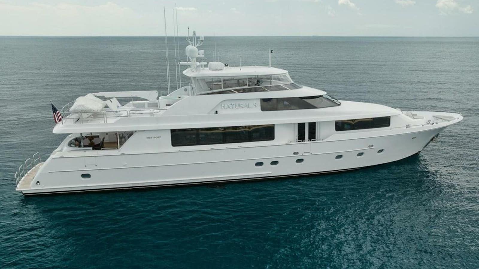 a white yacht in the water aboard NATURAL 9 Yacht for Sale