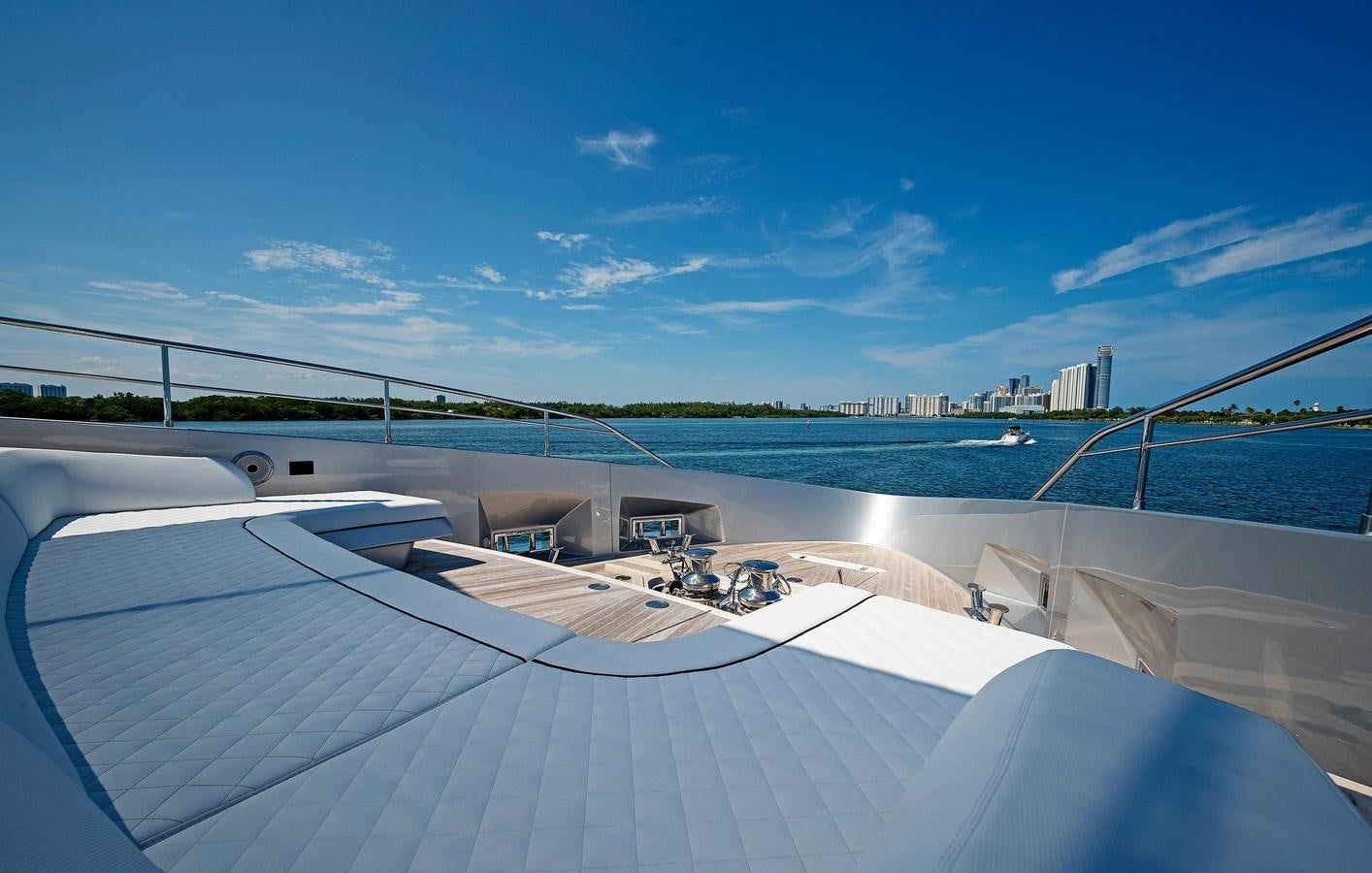 a rooftop with a view of a city and a body of water aboard ALLEGRA Yacht for Sale