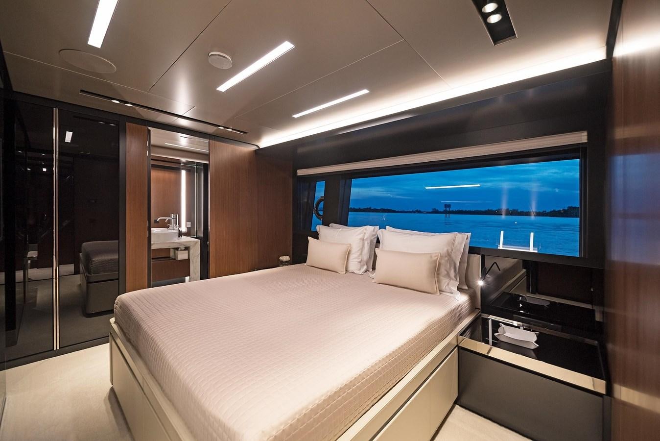 a bed in a room aboard ALLEGRA Yacht for Sale