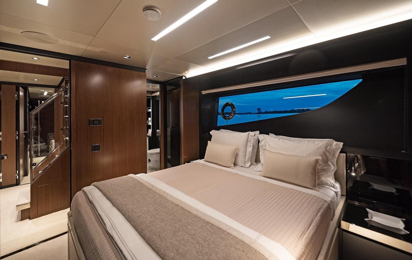 a bed in a room aboard ALLEGRA Yacht for Sale