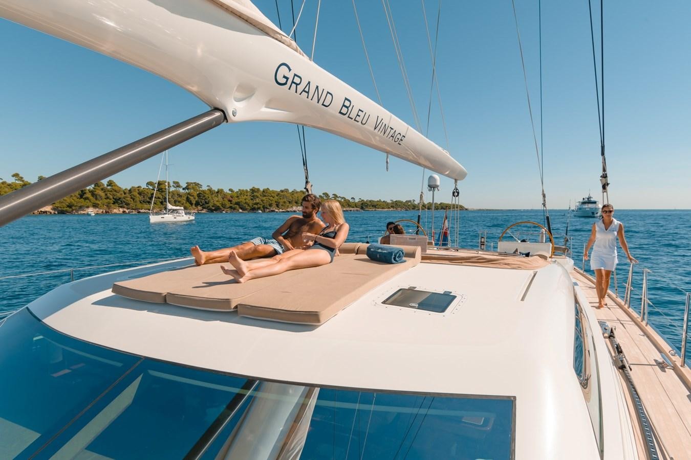 people on a boat aboard GRAND BLEU VINTAGE Yacht for Sale