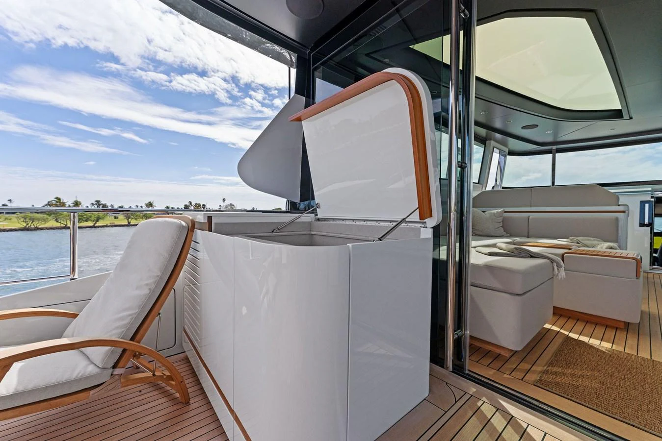 a boat with a canopy aboard LADY K Yacht for Sale